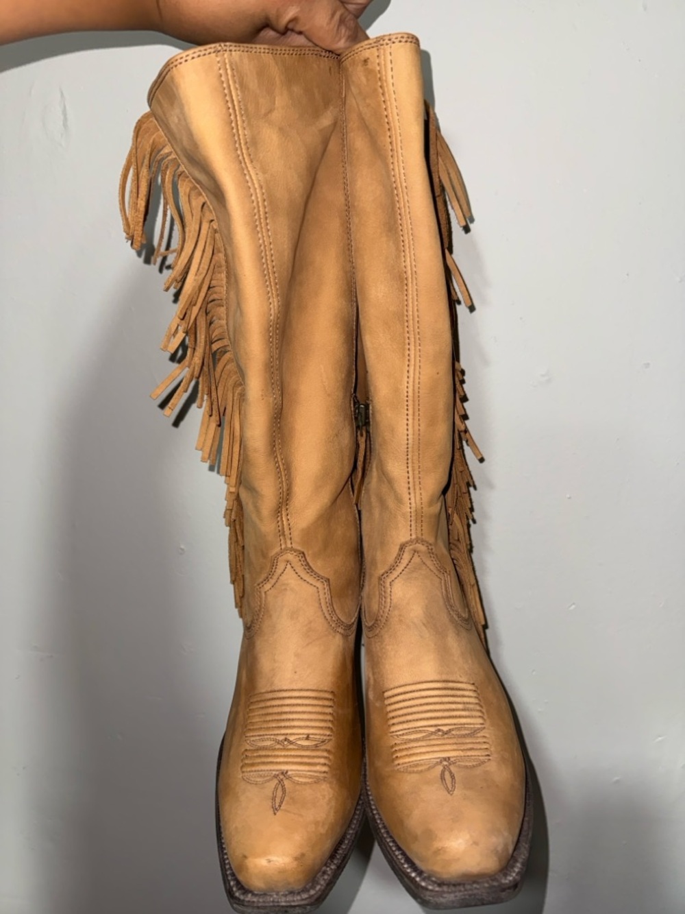 Ariat Tan Fringe Knee-High Western Boots - Picture 3 of 7